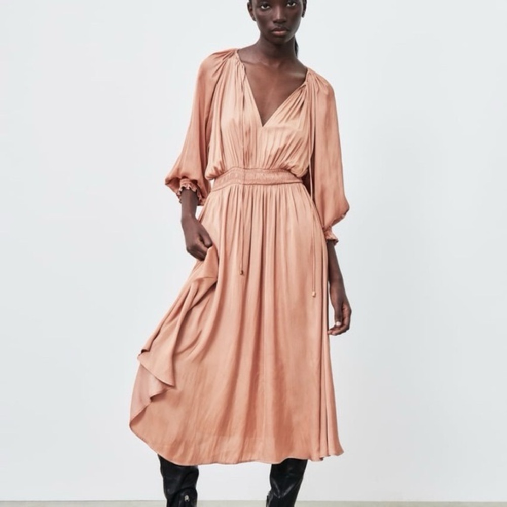 Zara Ruched Smocked Cocktail Gown